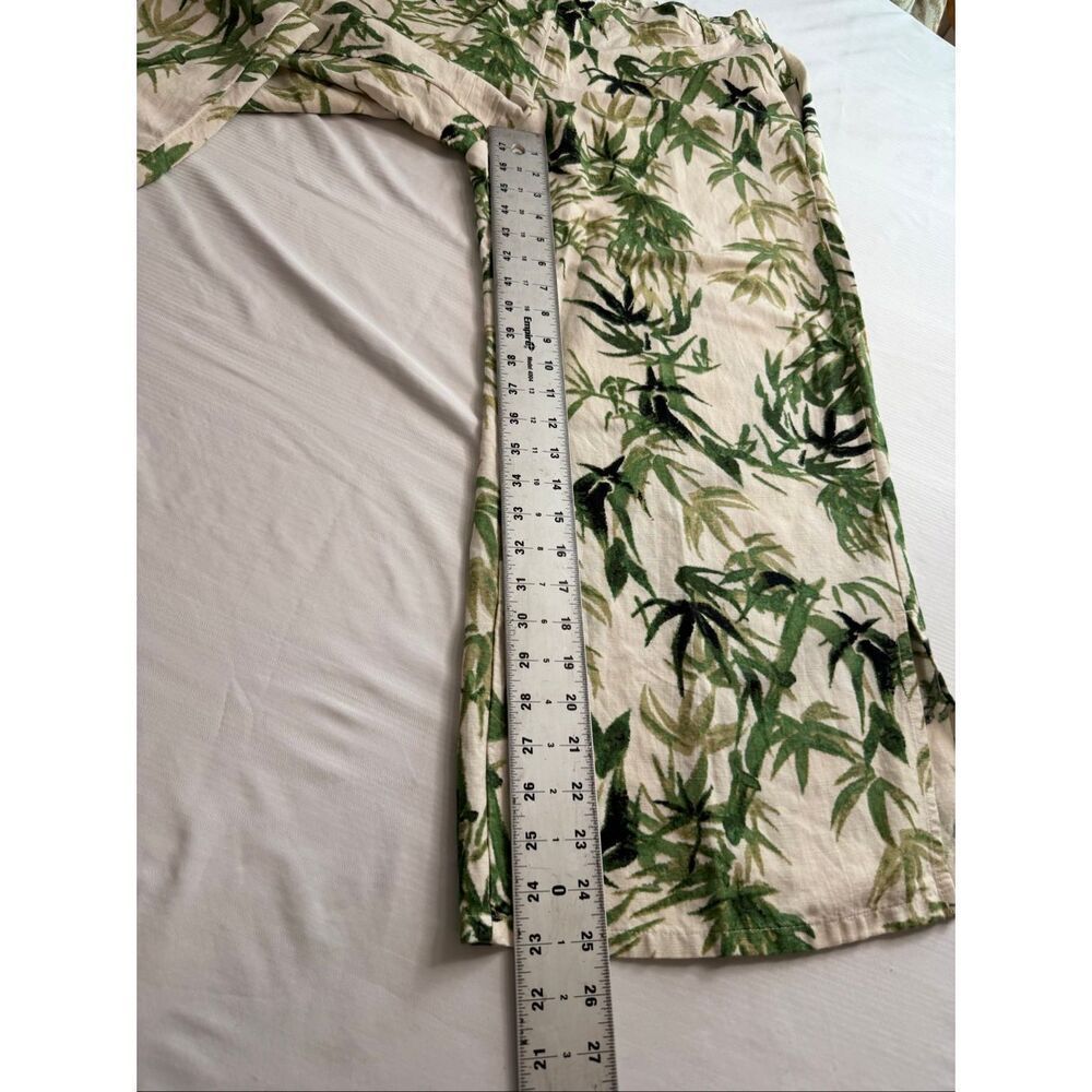 J. Jill Pants Womens Medium Green Floral Linen Blend Straight Leg Pull On - Picture 4 of 7